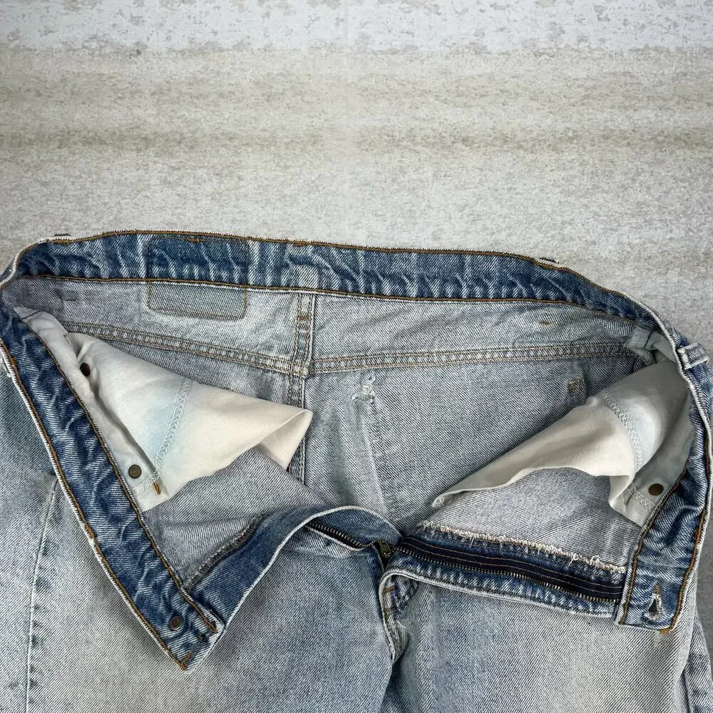 Vintage 90s Levis Jeans 505 38x34 Regular Straight Leg Fit Light Wash Orange Tab